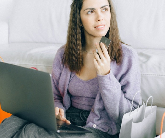 business woman making an online purchase